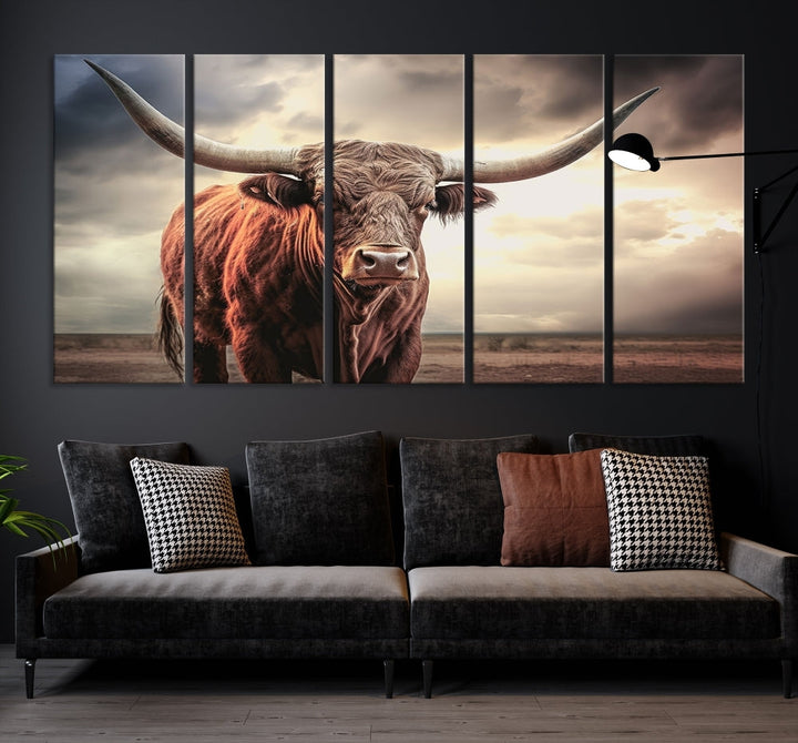 Highland Cow Canvas Wall Art Farmhouse Decor Cow Black White Print Rustic Wall Decor Animals Painting Scottish Cow Wall Art