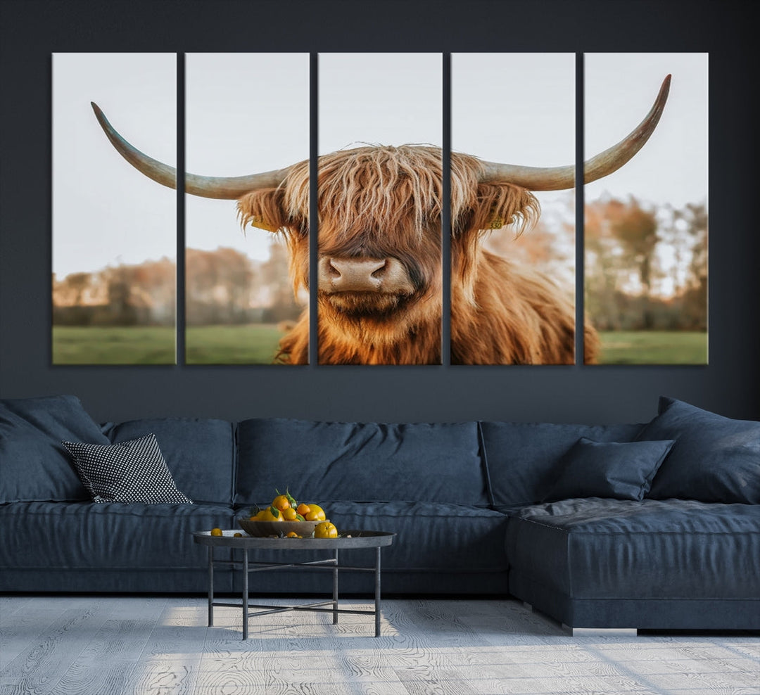 Highland Cow Canvas Wall Art Farmhouse Decor Cow Black White Print Rustic Wall Decor Animals Painting Scottish Cow Wall Art