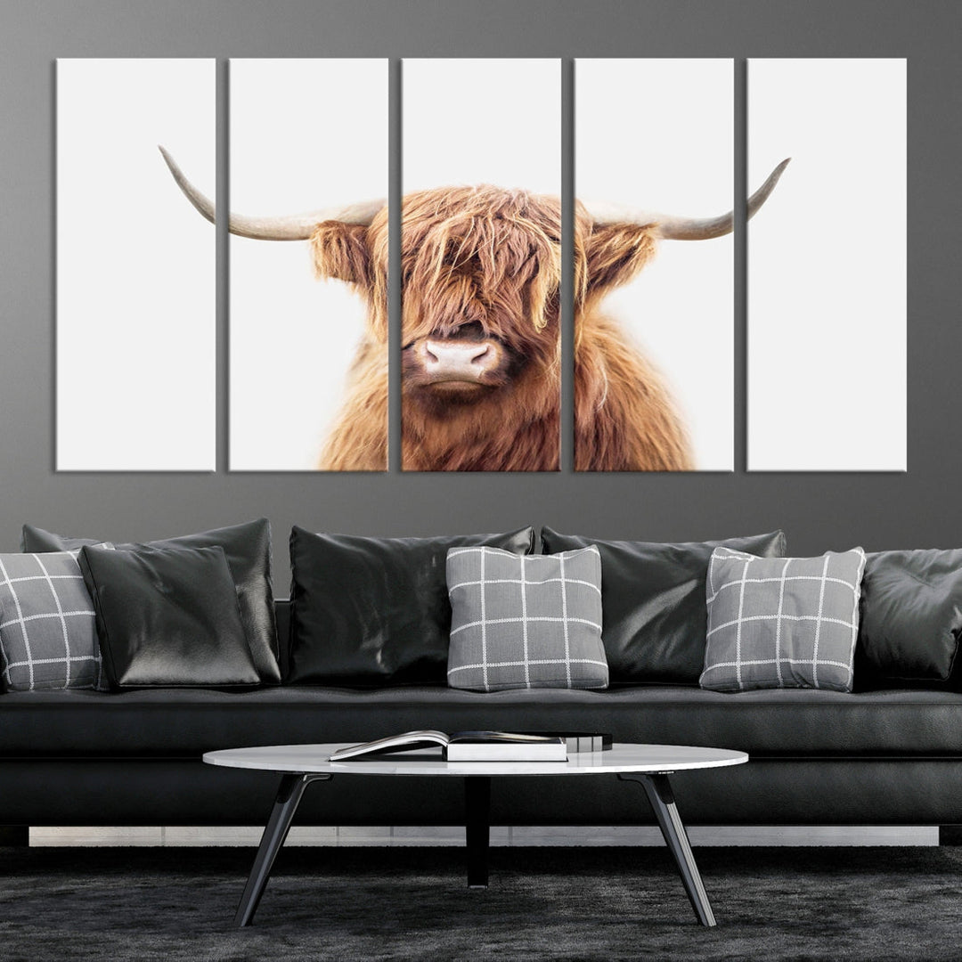 Highland Cow Canvas Wall Art Farmhouse Decor Cow Black White Print Rustic Wall Decor Animals Painting Scottish Cow Wall Art