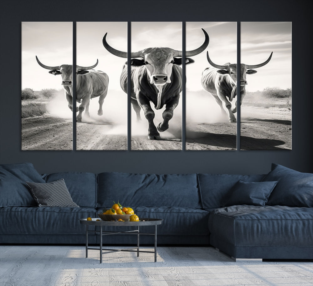 Highland Cow Canvas Wall Art Farmhouse Decor Cow Black White Print Rustic Wall Decor Animals Painting Scottish Cow Wall Art