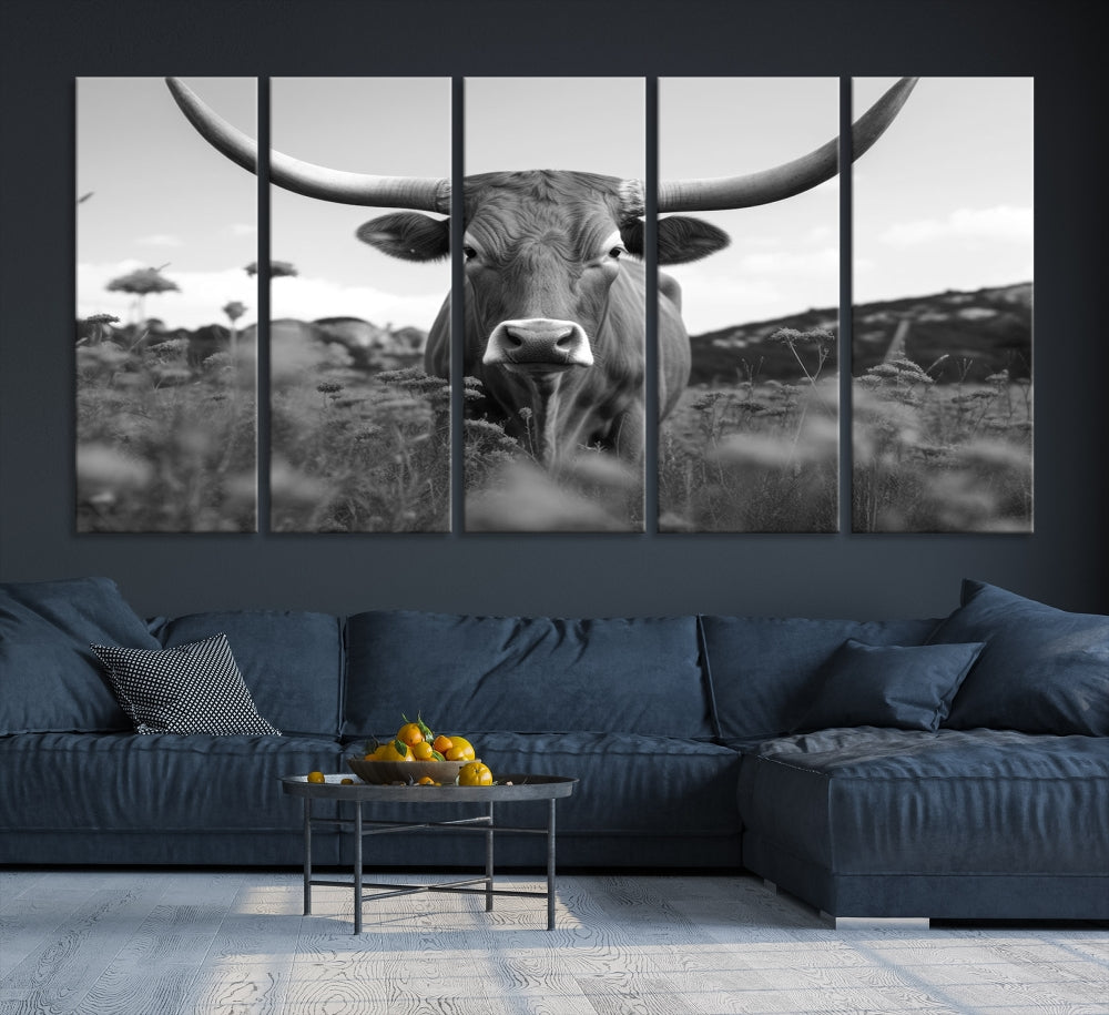 Highland Cow Canvas Wall Art Farmhouse Decor Cow Black White Print Rustic Wall Decor Animals Painting Scottish Cow Wall Art