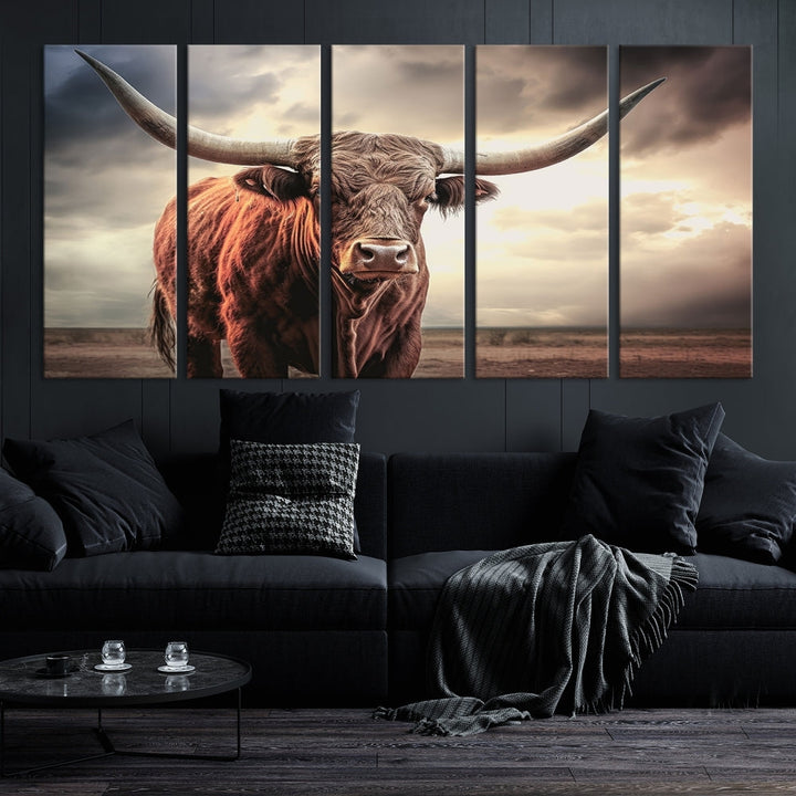 Highland Cow Canvas Wall Art Farmhouse Decor Cow Black White Print Rustic Wall Decor Animals Painting Scottish Cow Wall Art