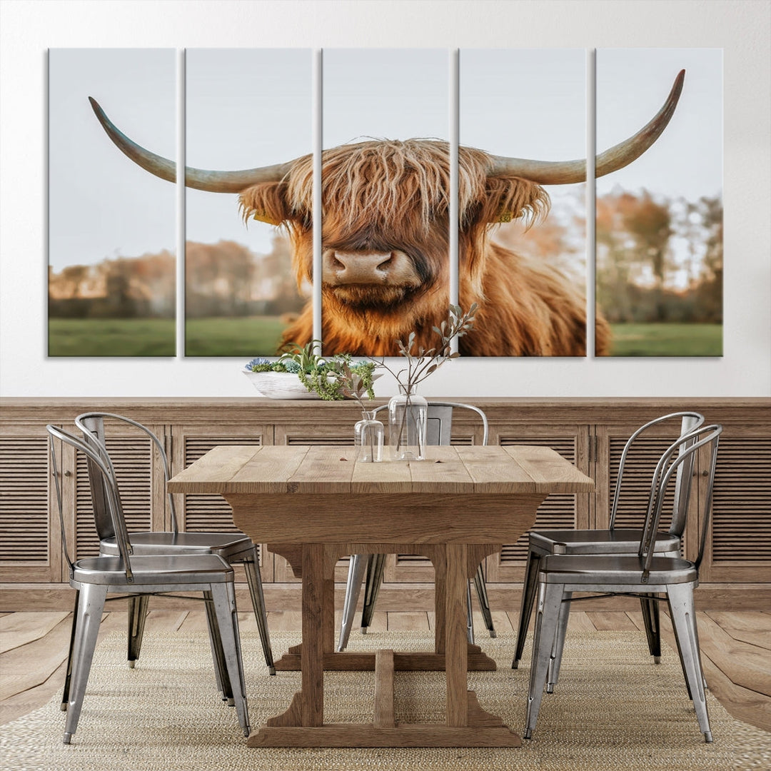 Highland Cow Canvas Wall Art Farmhouse Decor Cow Black White Print Rustic Wall Decor Animals Painting Scottish Cow Wall Art