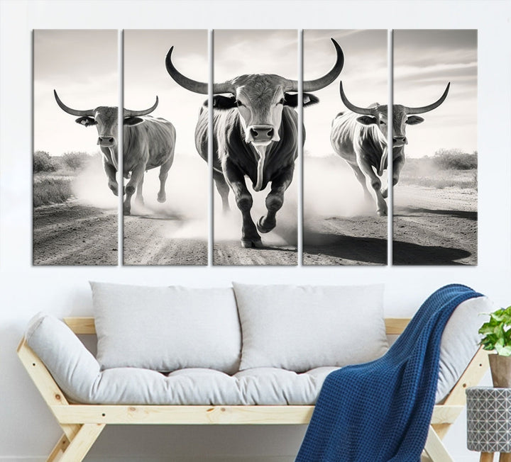 Highland Cow Canvas Wall Art Farmhouse Decor Cow Black White Print Rustic Wall Decor Animals Painting Scottish Cow Wall Art