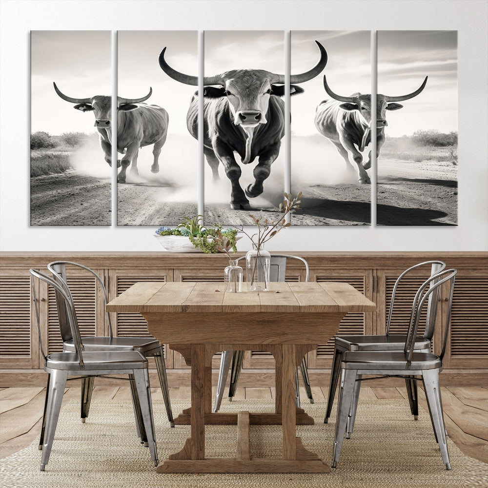 Highland Cow Canvas Wall Art Farmhouse Decor Cow Black White Print Rustic Wall Decor Animals Painting Scottish Cow Wall Art