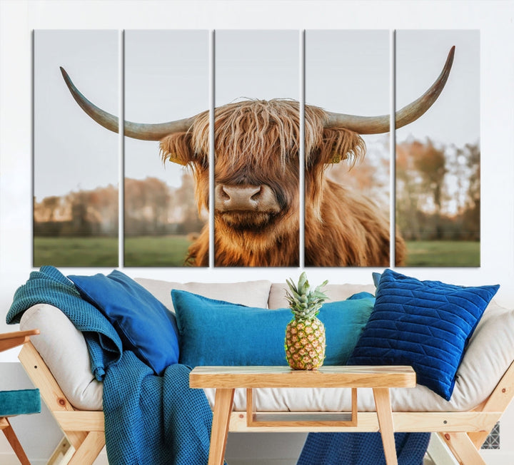 Highland Cow Canvas Wall Art Farmhouse Decor Cow Black White Print Rustic Wall Decor Animals Painting Scottish Cow Wall Art