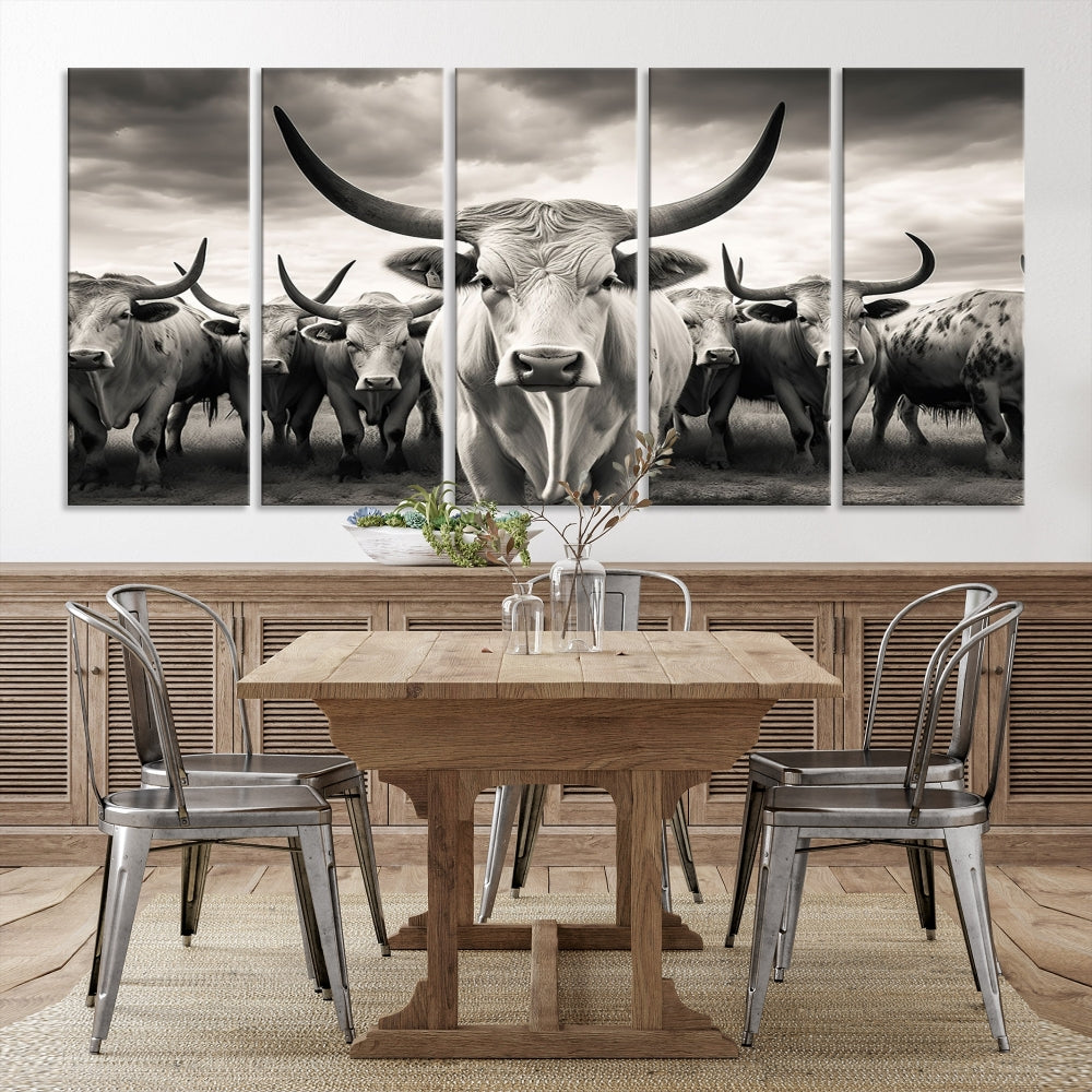 Highland Cow Canvas Wall Art Farmhouse Decor Cow Black White Print Rustic Wall Decor Animals Painting Scottish Cow Wall Art