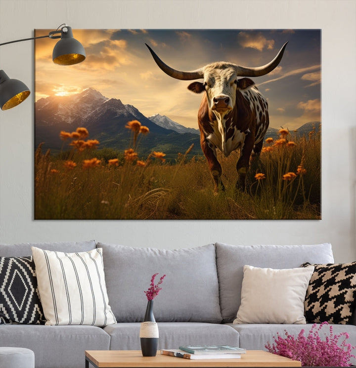 Highland Cow Canvas Wall Art Farmhouse Decor Cow Black White Print Rustic Wall Decor Animals Painting Scottish Cow Wall Art