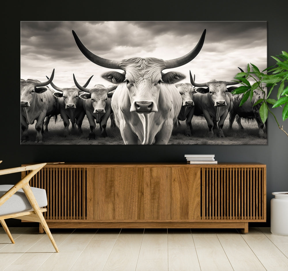 Highland Cow Canvas Wall Art Farmhouse Decor Cow Black White Print Rustic Wall Decor Animals Painting Scottish Cow Wall Art