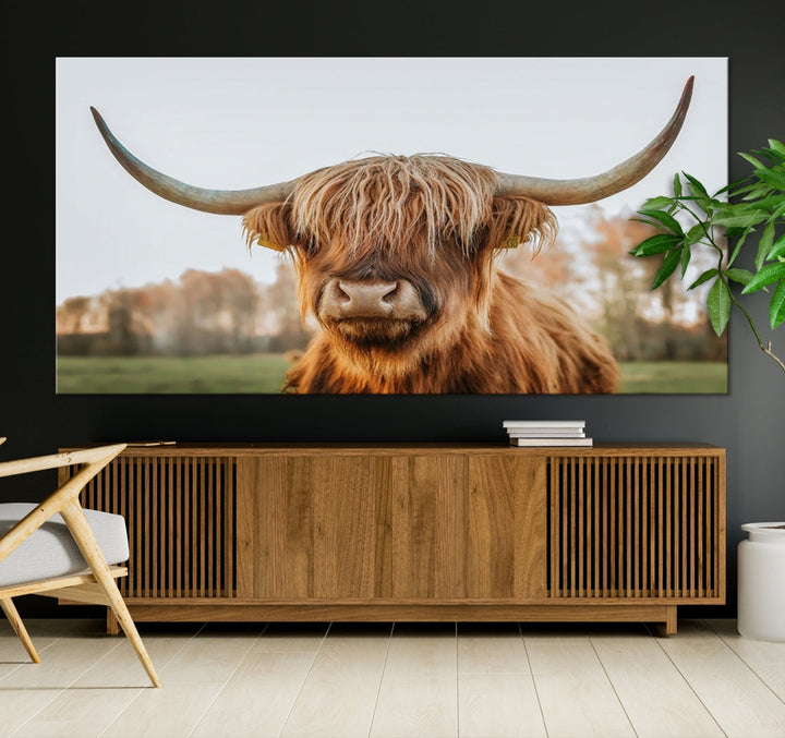 Highland Cow Canvas Wall Art Farmhouse Decor Cow Black White Print Rustic Wall Decor Animals Painting Scottish Cow Wall Art