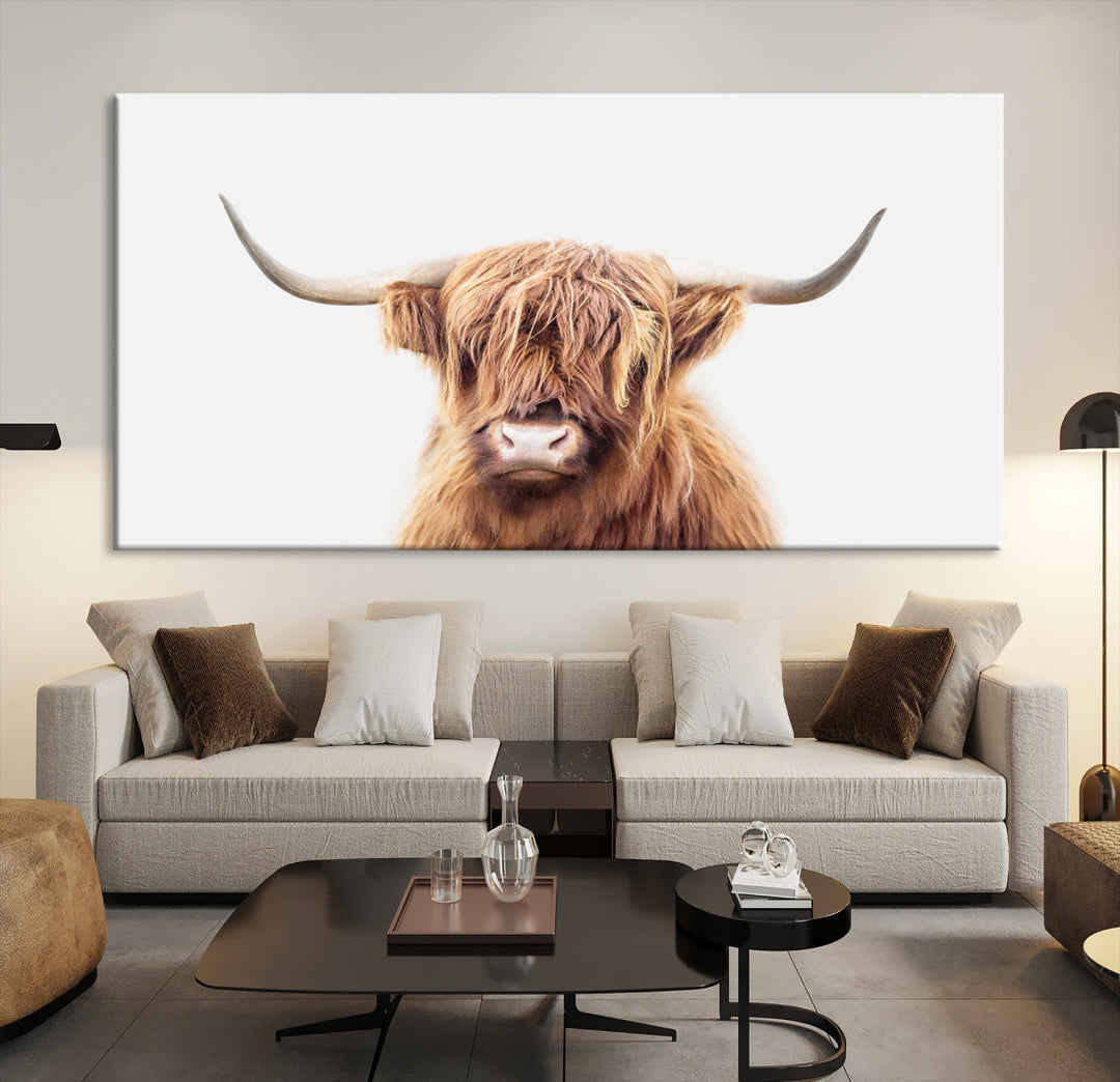 Highland Cow Canvas Wall Art Farmhouse Decor Cow Black White Print Rustic Wall Decor Animals Painting Scottish Cow Wall Art