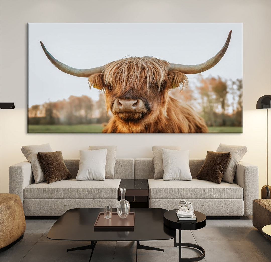 Highland Cow Canvas Wall Art Farmhouse Decor Cow Black White Print Rustic Wall Decor Animals Painting Scottish Cow Wall Art