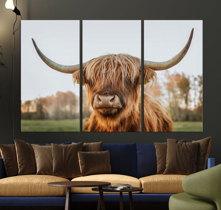 Highland Cow Canvas Wall Art Farmhouse Decor Cow Black White Print Rustic Wall Decor Animals Painting Scottish Cow Wall Art