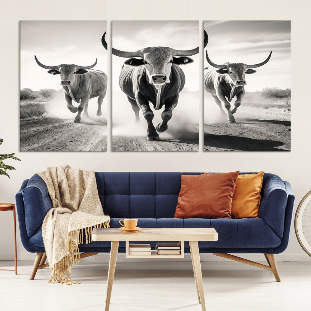 Highland Cow Canvas Wall Art Farmhouse Decor Cow Black White Print Rustic Wall Decor Animals Painting Scottish Cow Wall Art