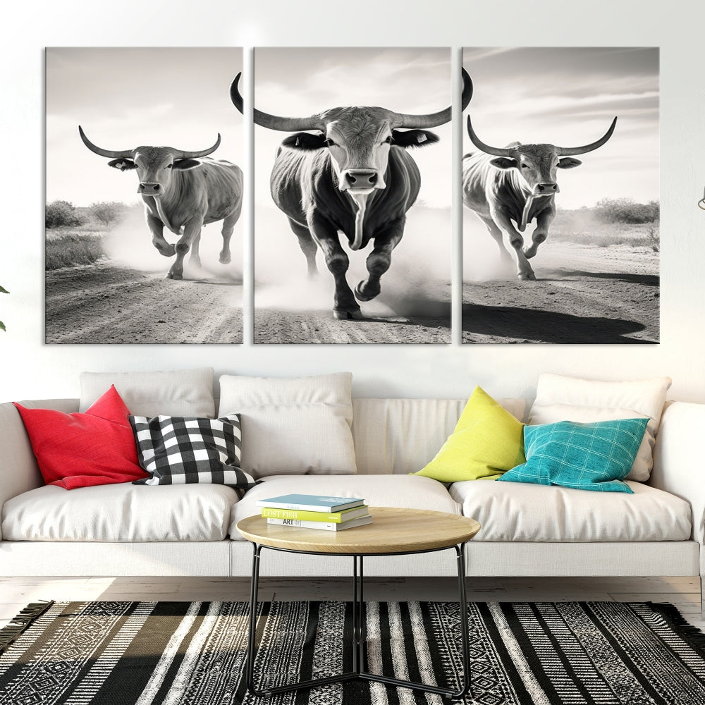 Highland Cow Canvas Wall Art Farmhouse Decor Cow Black White Print Rustic Wall Decor Animals Painting Scottish Cow Wall Art