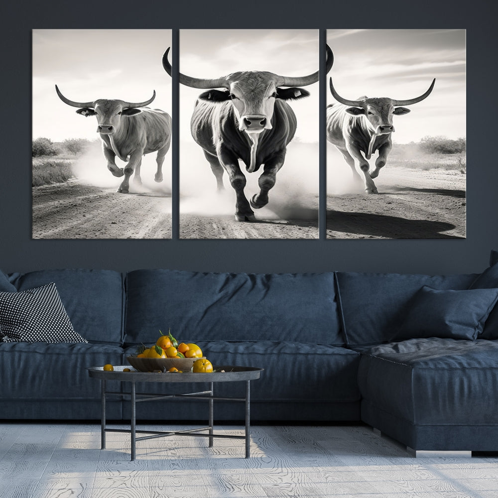 Highland Cow Canvas Wall Art Farmhouse Decor Cow Black White Print Rustic Wall Decor Animals Painting Scottish Cow Wall Art