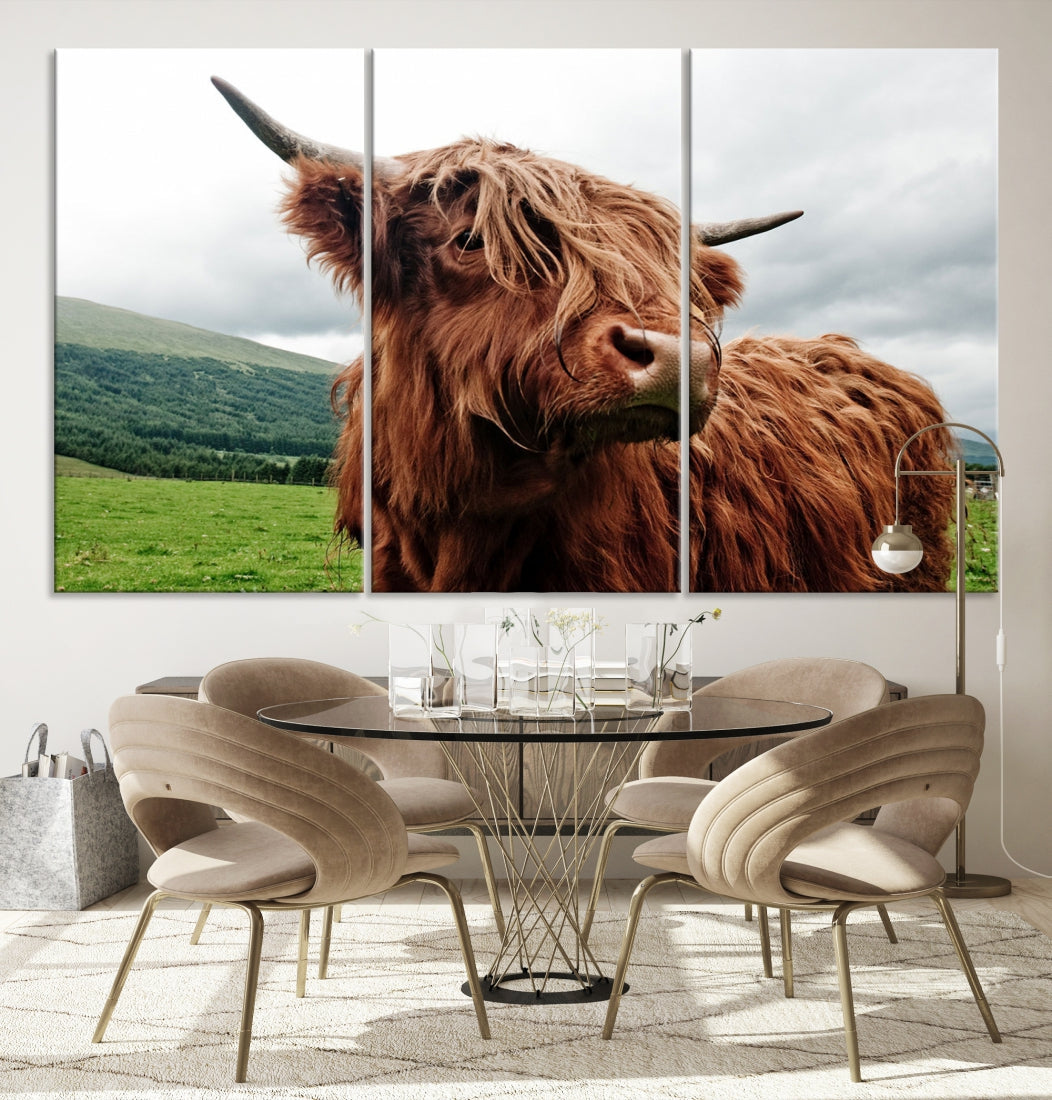 Highland Cow Canvas Wall Art Large Print Wall Art Animal Canvas Art Cow Print Framed Piece Canvas Art Ready to Hang