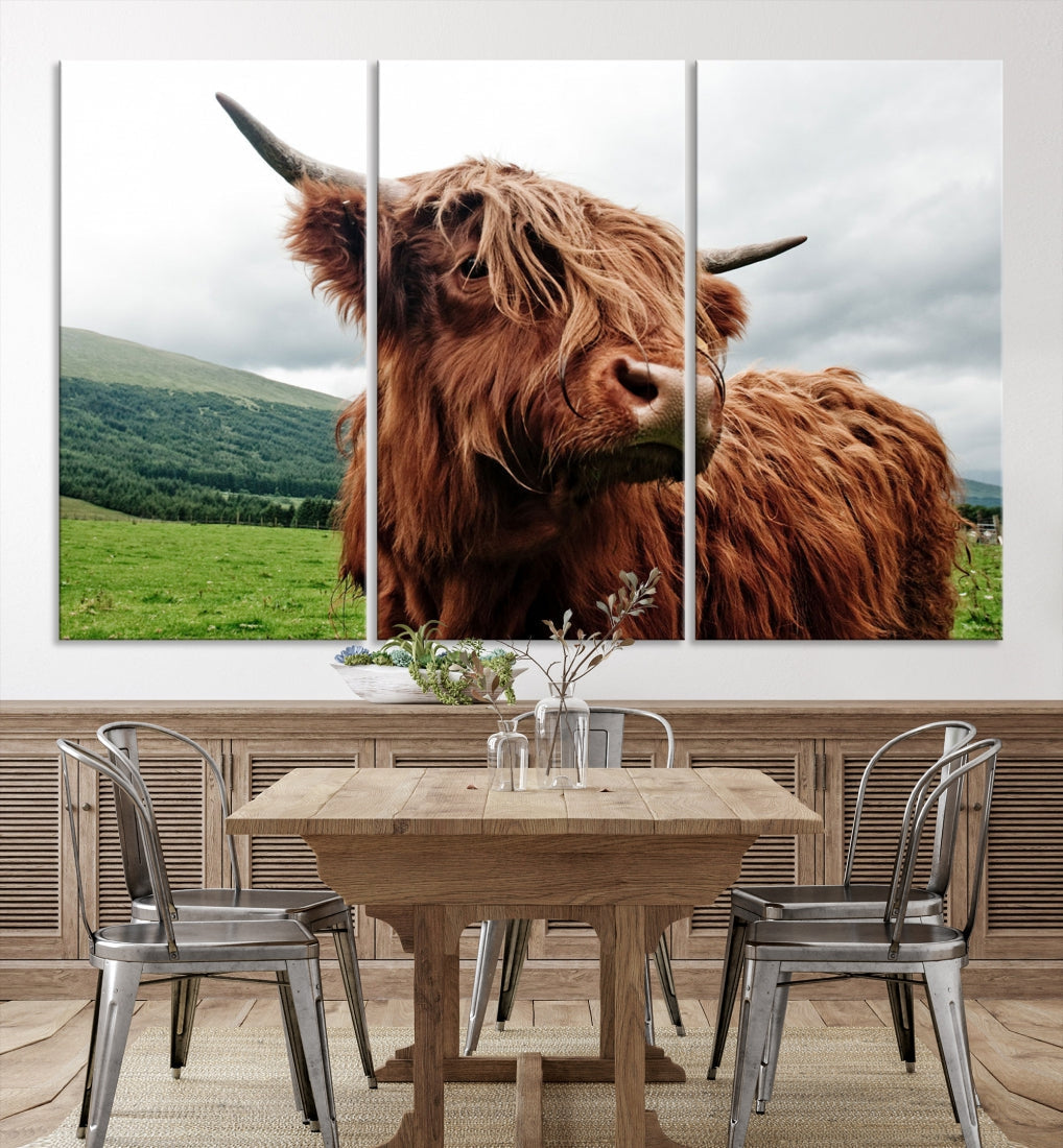 Highland Cow Canvas Wall Art Large Print Wall Art Animal Canvas Art Cow Print Framed Piece Canvas Art Ready to Hang