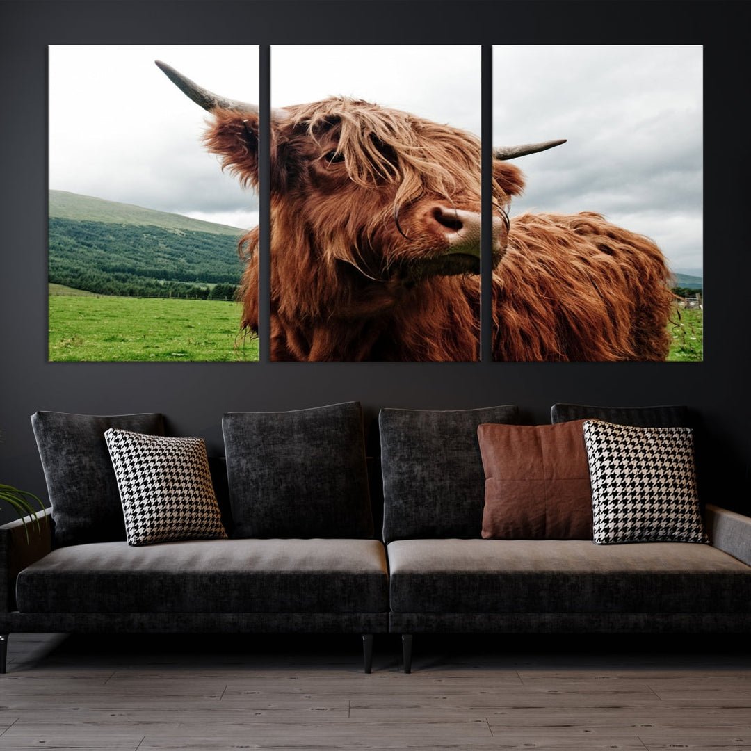 Highland Cow Canvas Wall Art Large Print Wall Art Animal Canvas Art Cow Print Framed Piece Canvas Art Ready to Hang