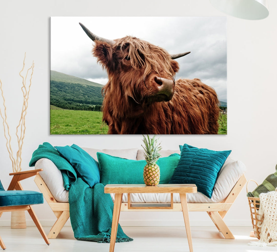 Highland Cow Canvas Wall Art Large Print Wall Art Animal Canvas Art Cow Print Framed Piece Canvas Art Ready to Hang