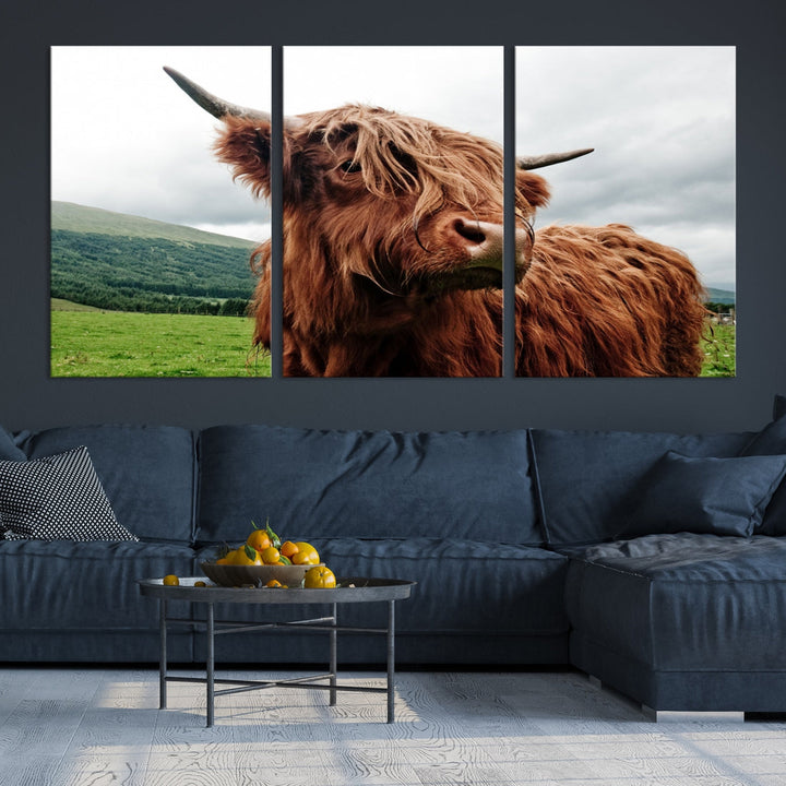 Highland Cow Canvas Wall Art Large Print Wall Art Animal Canvas Art Cow Print Framed Piece Canvas Art Ready to Hang