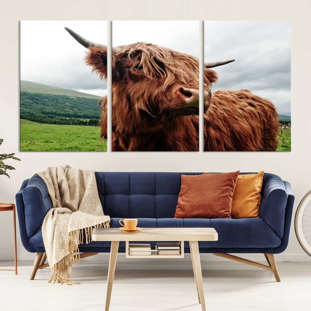 Highland Cow Canvas Wall Art Large Print Wall Art Animal Canvas Art Cow Print Framed Piece Canvas Art Ready to Hang