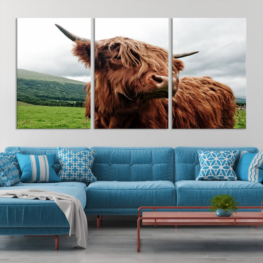 Highland Cow Canvas Wall Art Large Print Wall Art Animal Canvas Art Cow Print Framed Piece Canvas Art Ready to Hang