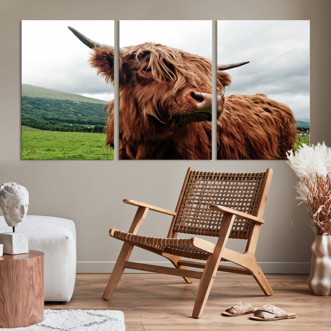 Highland Cow Canvas Wall Art Large Print Wall Art Animal Canvas Art Cow Print Framed Piece Canvas Art Ready to Hang