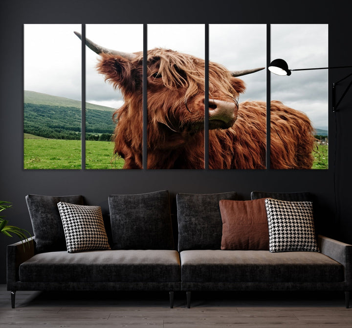 Highland Cow Canvas Wall Art Large Print Wall Art Animal Canvas Art Cow Print Framed Piece Canvas Art Ready to Hang