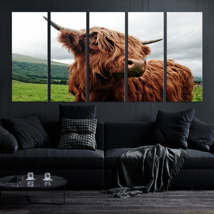 Highland Cow Canvas Wall Art Large Print Wall Art Animal Canvas Art Cow Print Framed Piece Canvas Art Ready to Hang