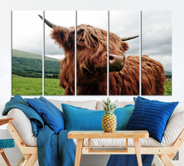 Highland Cow Canvas Wall Art Large Print Wall Art Animal Canvas Art Cow Print Framed Piece Canvas Art Ready to Hang