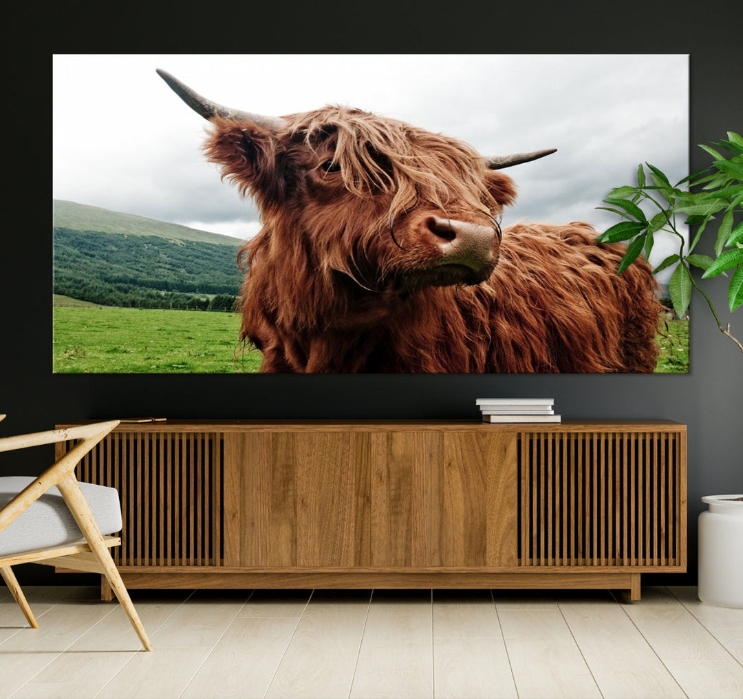 Highland Cow Canvas Wall Art Large Print Wall Art Animal Canvas Art Cow Print Framed Piece Canvas Art Ready to Hang