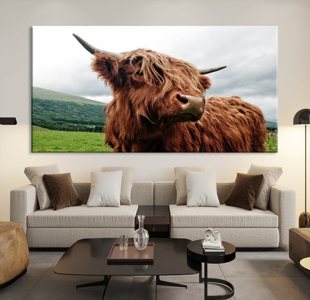 Highland Cow Canvas Wall Art Large Print Wall Art Animal Canvas Art Cow Print Framed Piece Canvas Art Ready to Hang