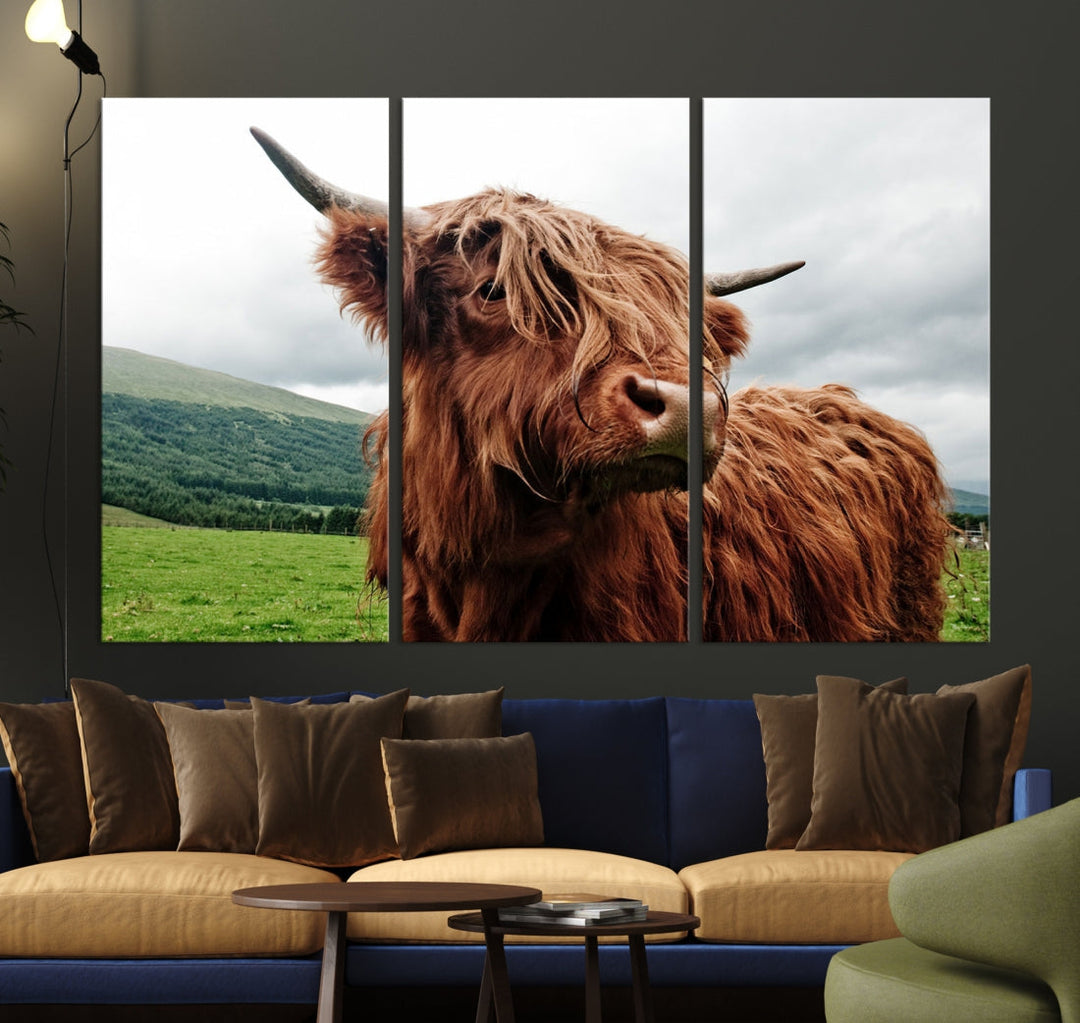 Highland Cow Canvas Wall Art Large Print Wall Art Animal Canvas Art Cow Print Framed Piece Canvas Art Ready to Hang