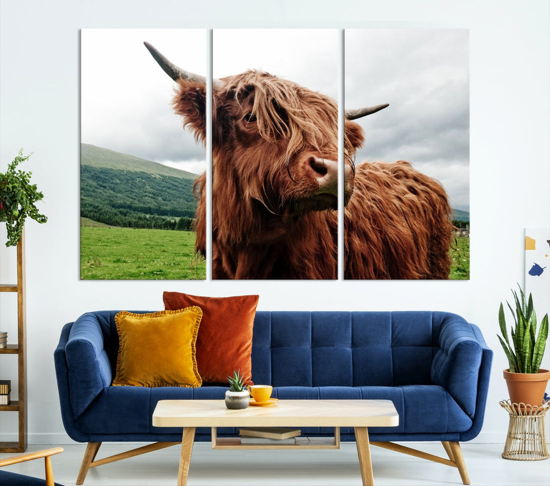 Highland Cow Canvas Wall Art Large Print Wall Art Animal Canvas Art Cow Print Framed Piece Canvas Art Ready to Hang