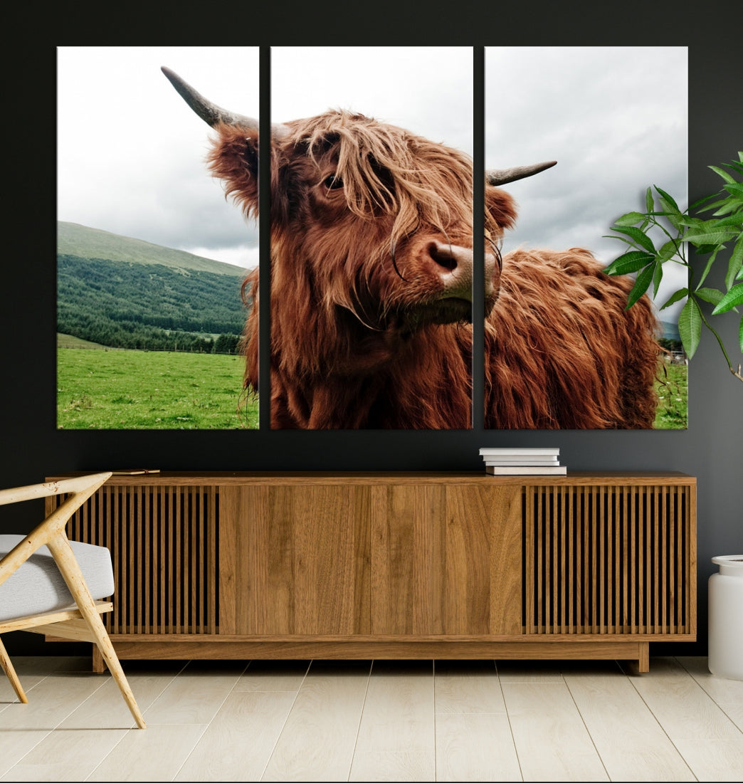 Highland Cow Canvas Wall Art Large Print Wall Art Animal Canvas Art Cow Print Framed Piece Canvas Art Ready to Hang