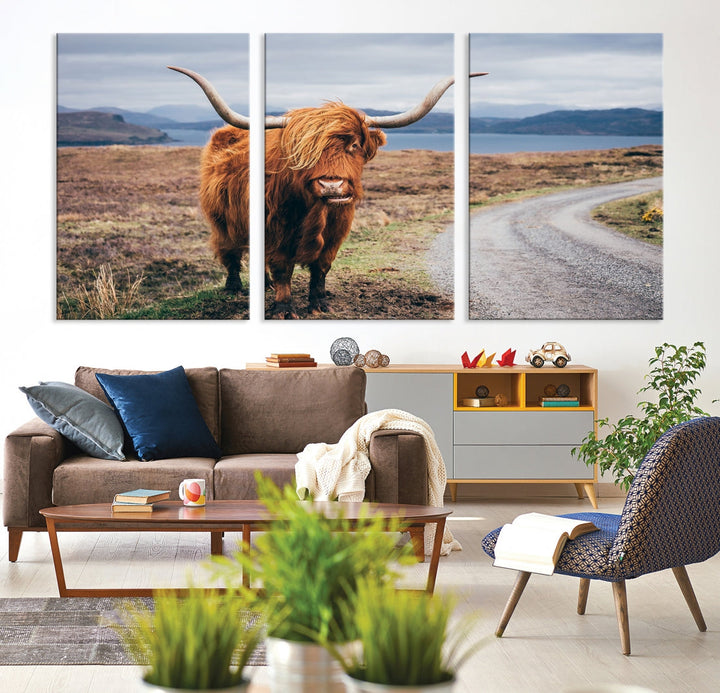 Highland Cow Large Canvas Wall Art Print Nature Photography Art Landscape Wall Art Home Decor Cattle Canvas Print Animal