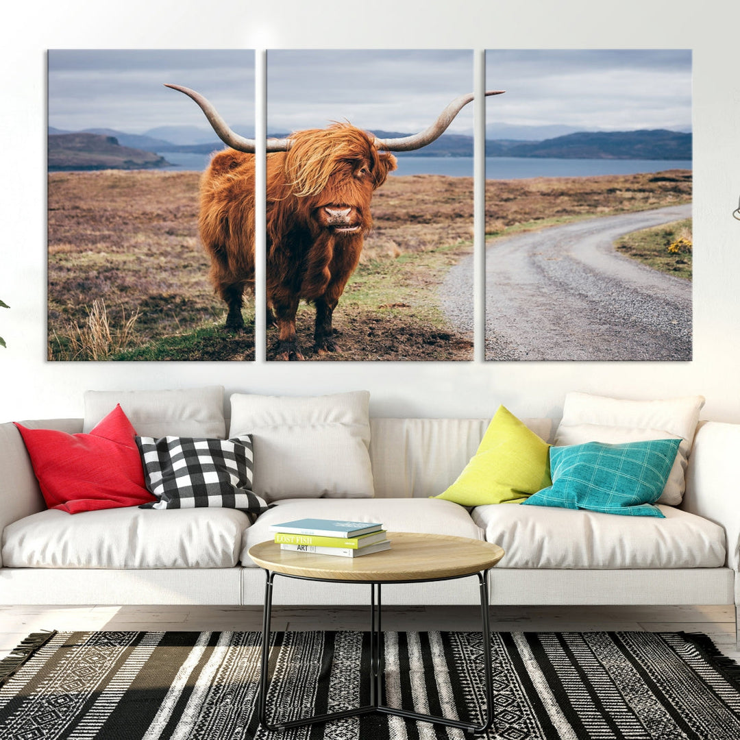 Highland Cow Large Canvas Wall Art Print Nature Photography Art Landscape Wall Art Home Decor Cattle Canvas Print Animal