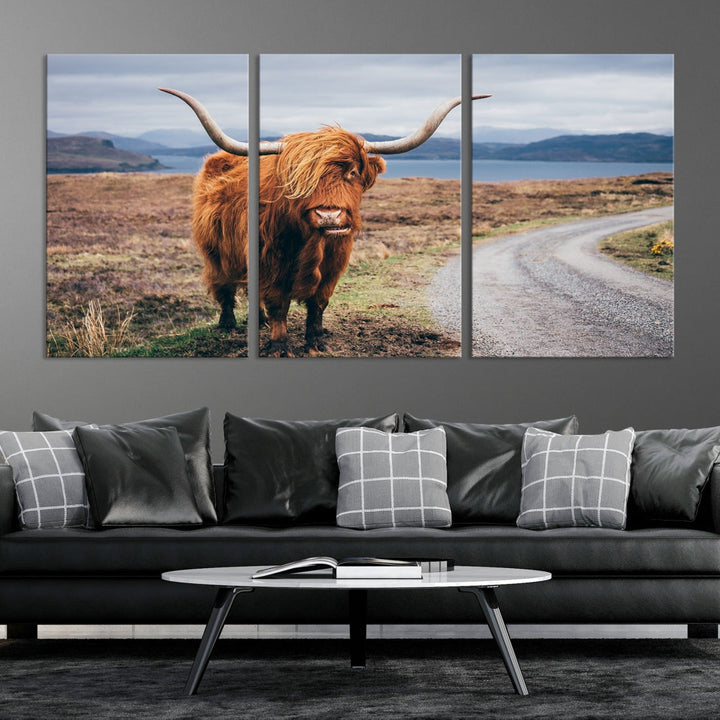 Highland Cow Large Canvas Wall Art Print Nature Photography Art Landscape Wall Art Home Decor Cattle Canvas Print Animal