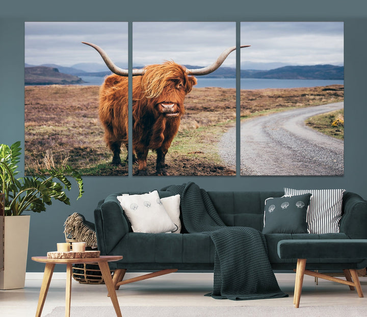 Highland Cow Large Canvas Wall Art Print Nature Photography Art Landscape Wall Art Home Decor Cattle Canvas Print Animal