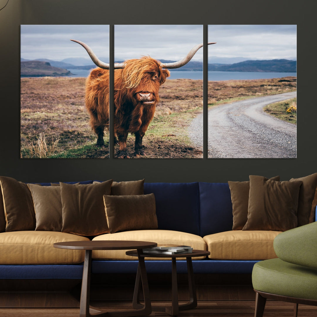 Highland Cow Large Canvas Wall Art Print Nature Photography Art Landscape Wall Art Home Decor Cattle Canvas Print Animal