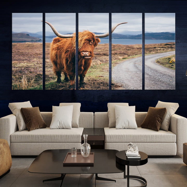 Highland Cow Large Canvas Wall Art Print Nature Photography Art Landscape Wall Art Home Decor Cattle Canvas Print Animal