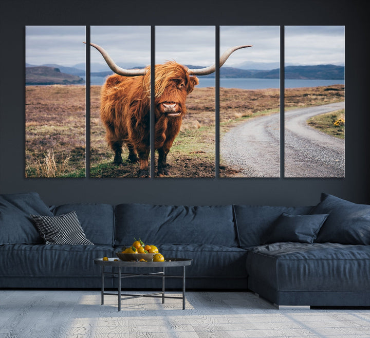 Highland Cow Large Canvas Wall Art Print Nature Photography Art Landscape Wall Art Home Decor Cattle Canvas Print Animal