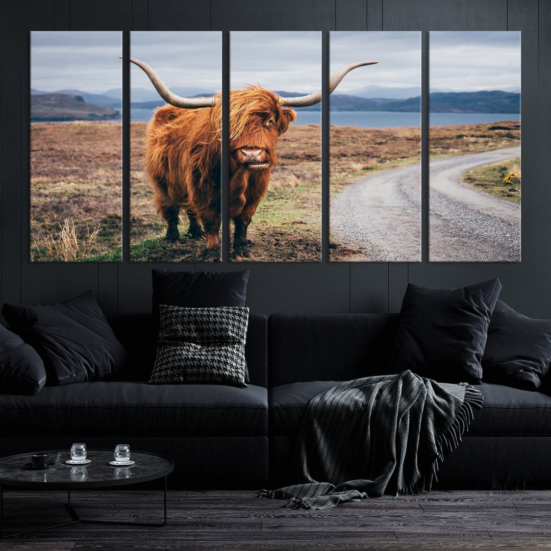 Highland Cow Large Canvas Wall Art Print Nature Photography Art Landscape Wall Art Home Decor Cattle Canvas Print Animal