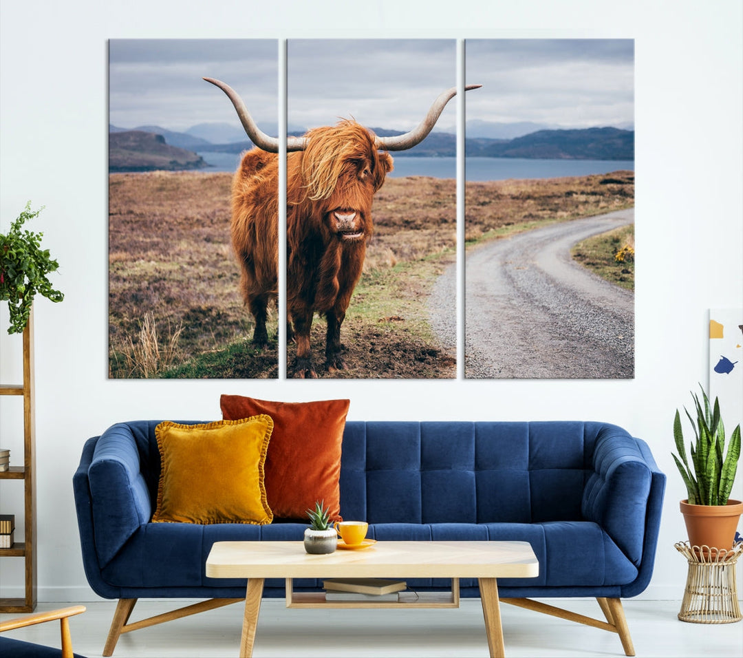 Highland Cow Large Canvas Wall Art Print Nature Photography Art Landscape Wall Art Home Decor Cattle Canvas Print Animal