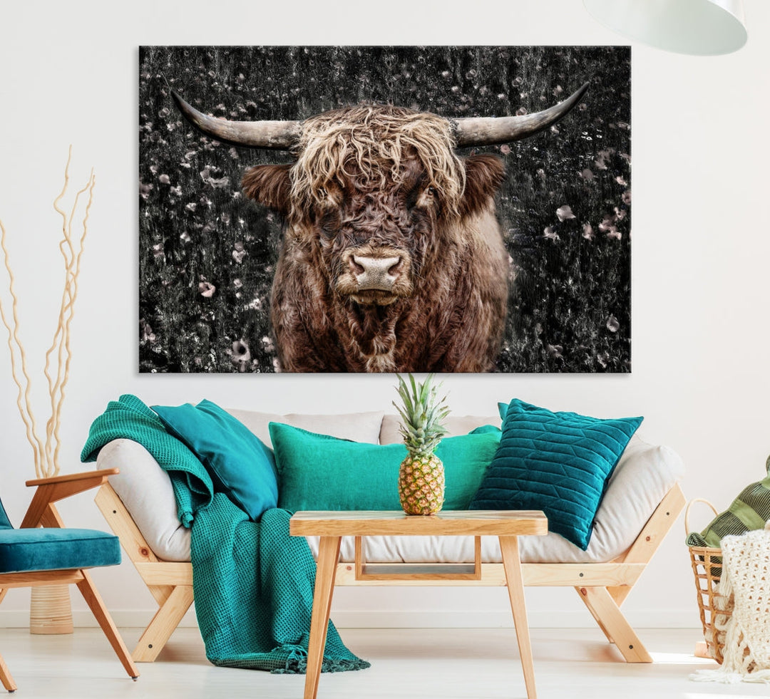 Highland Cow Photography Canvas Wall Art Print Animal Wall Art Painting Large Cow Canvas Print Home Office Ranch Farm