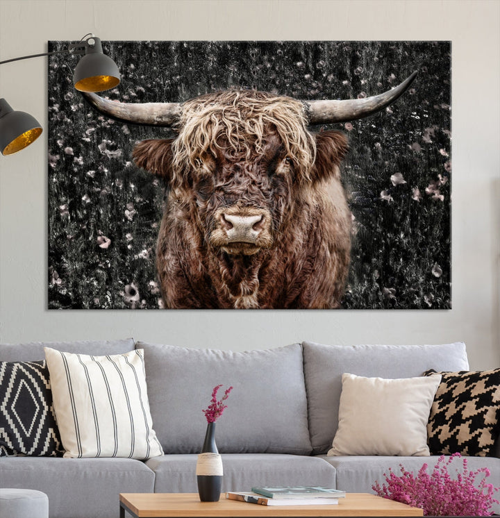 Highland Cow Photography Canvas Wall Art Print Animal Wall Art Painting Large Cow Canvas Print Home Office Ranch Farm