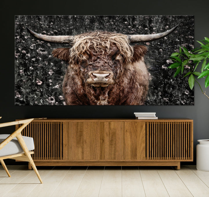 Highland Cow Photography Canvas Wall Art Print Animal Wall Art Painting Large Cow Canvas Print Home Office Ranch Farm