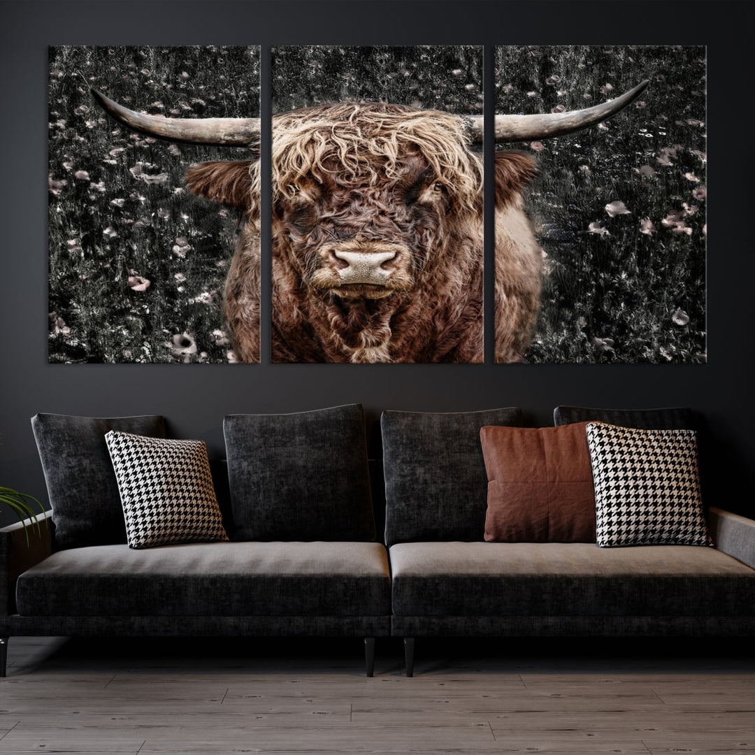 Highland Cow Photography Canvas Wall Art Print Animal Wall Art Painting Large Cow Canvas Print Home Office Ranch Farm