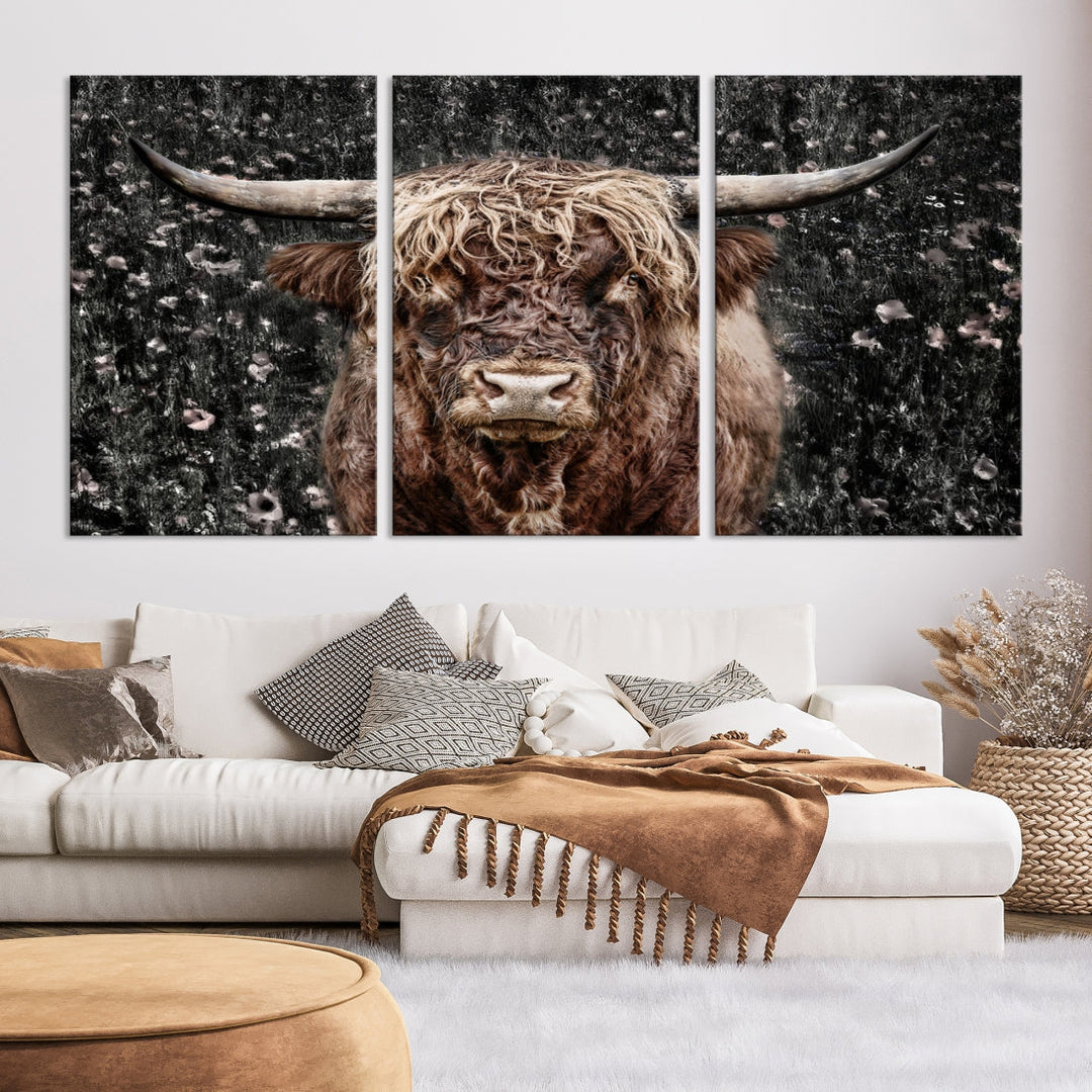 Highland Cow Photography Canvas Wall Art Print Animal Wall Art Painting Large Cow Canvas Print Home Office Ranch Farm